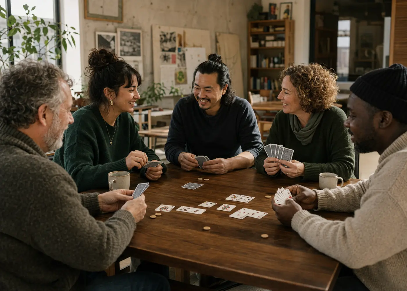 Adults playing a structured social poker tournament at Puszta Manor
